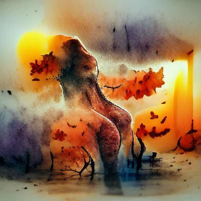 October Volumetric Lighting Ink Drawing
