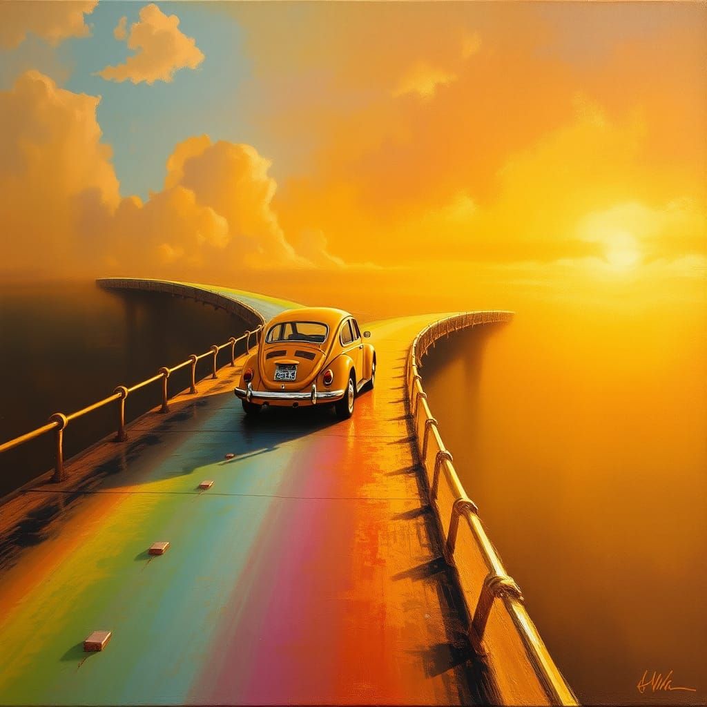 Golden Beetle on Rainbow Bridge: Old Masters Style