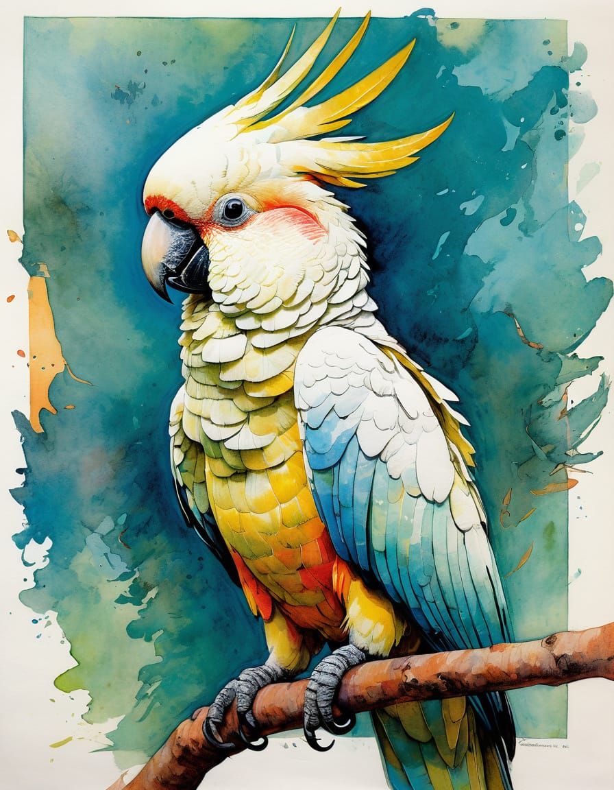 Vibrant Cockatoo in Impressionist Style