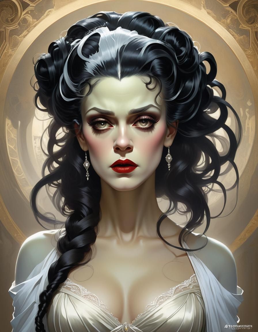 “The Bride of Frankenstein” Portrait of a strikingly beautif...