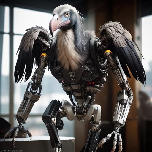 Vulture-Humanoid Cyborg in Professional Photography Style