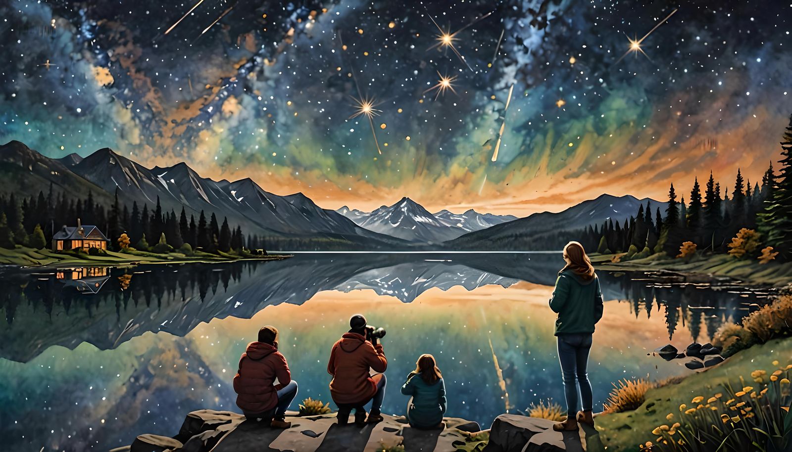 Family Stargazing Under a Cosmic Sky