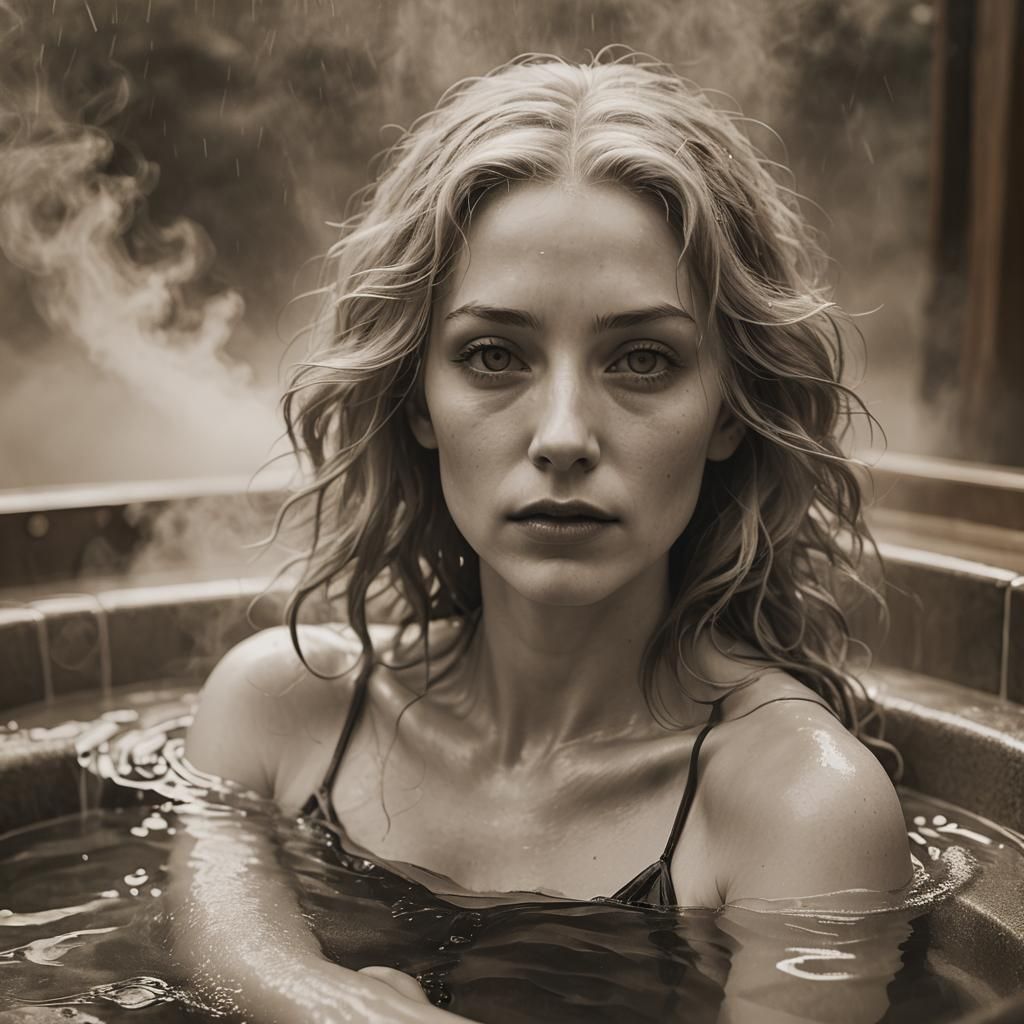 Annie Leibovitz’s photograph of an anime girl in a hot tub i...