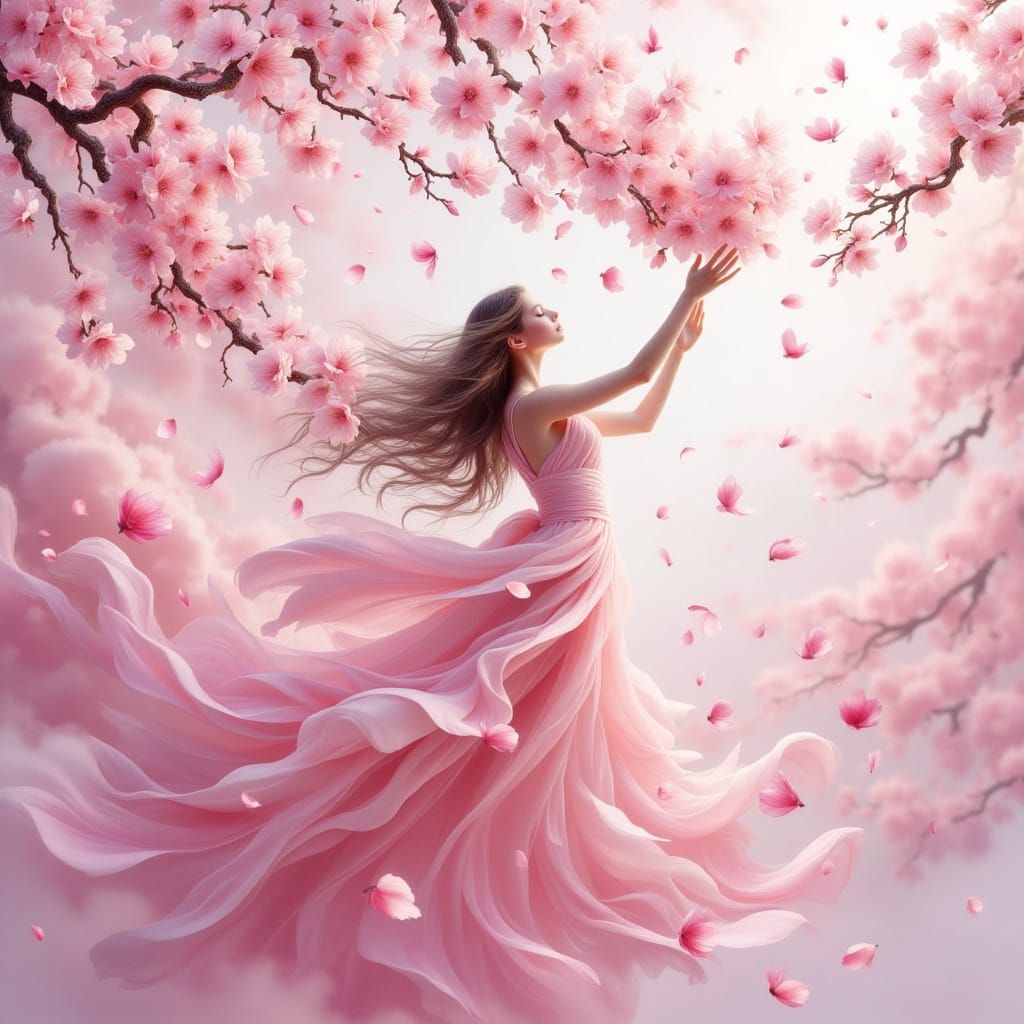 Cherry Blossom Goddess in James Jean Style
