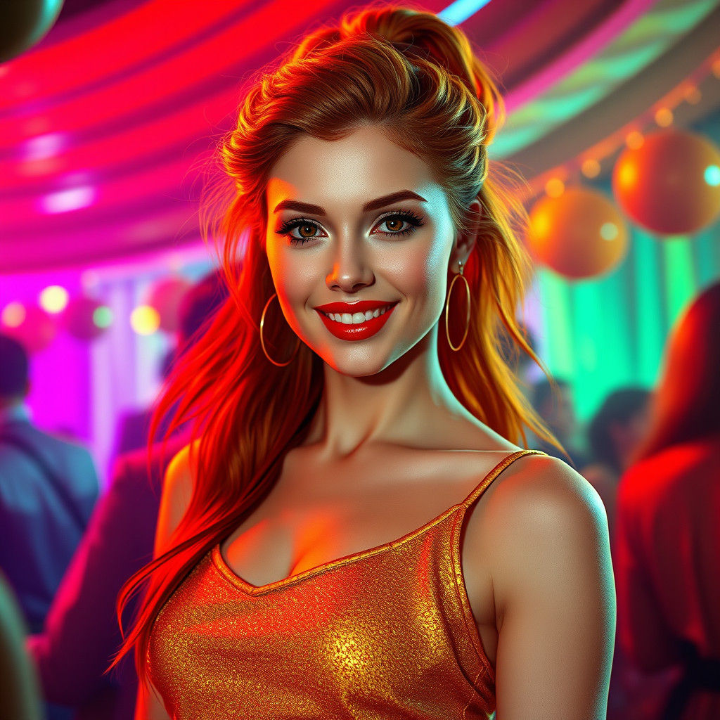 Glamorous Woman in 1970s Style, Matte Painting