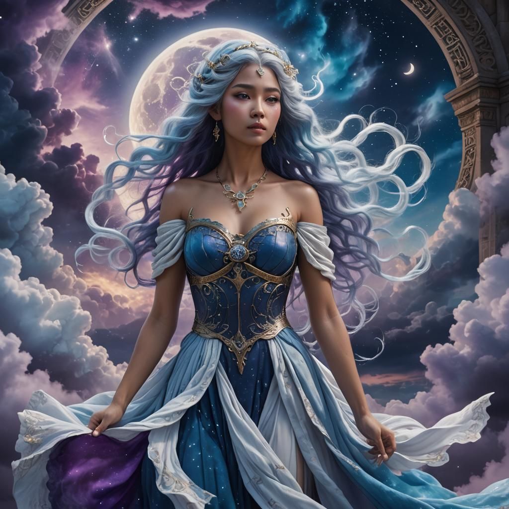 Ethereal Moon Goddess in a Matte Painting