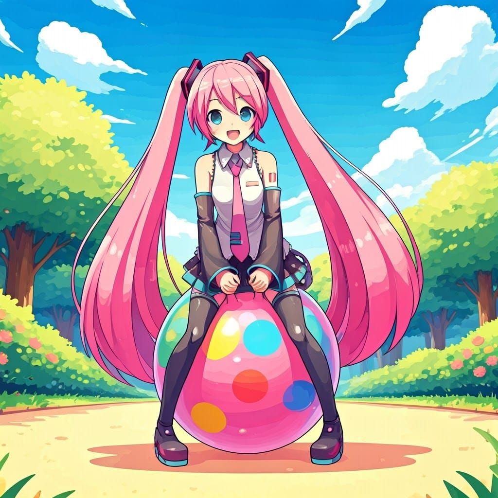Hatsune Miku in Whimsical Park Scene