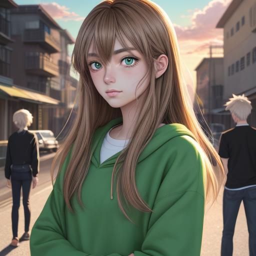 Vibrant Anime-Style Illustration of Teenage Friends