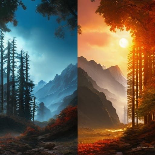 Changing Seasons at Ancient Ruins: Manga Style