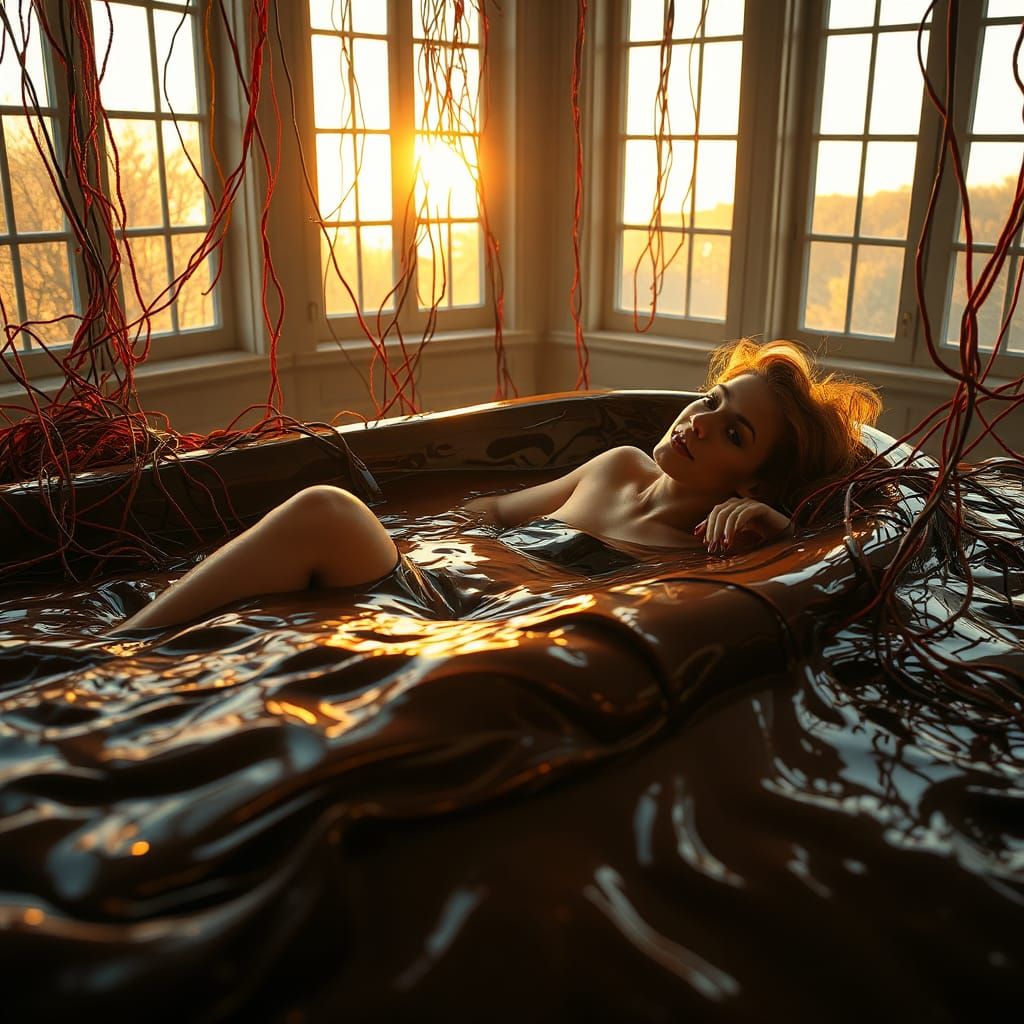 Brigitte Bardot in Chocolate Bath, Surrealist Style