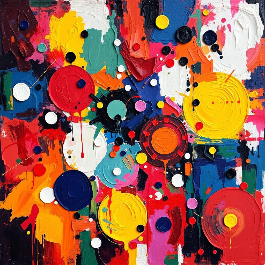 Vibrant Impasto Painting of Abstract Symphony