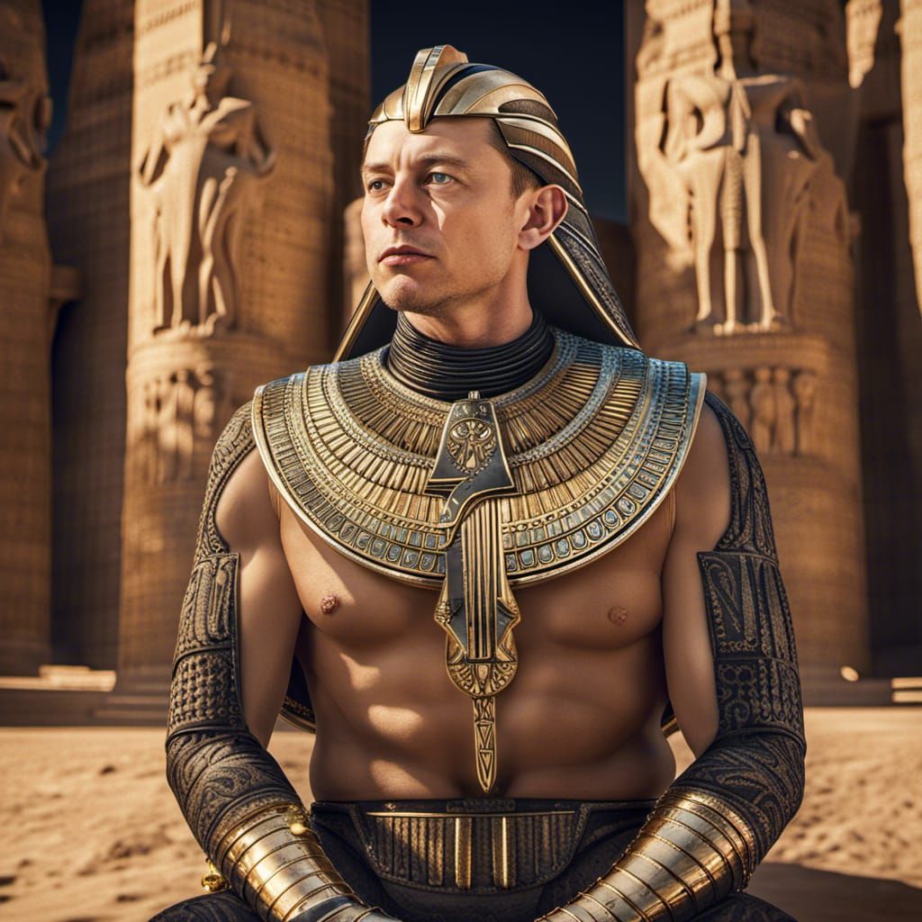 Elon Musk as Egyptian Pharaoh in Hyperrealistic HDR Portrait
