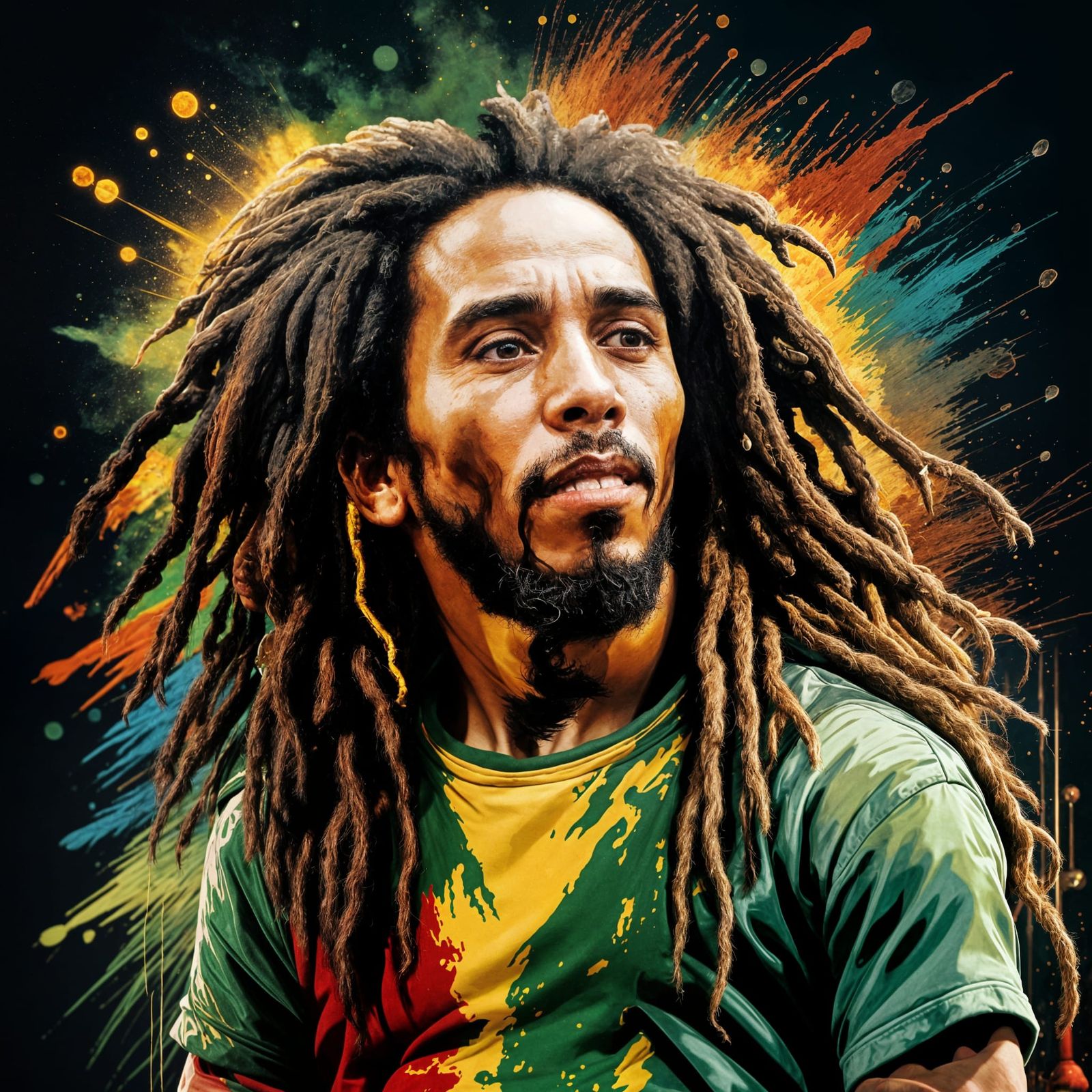 Bob Marley Portrait: Detailed Fantasy Concept Art