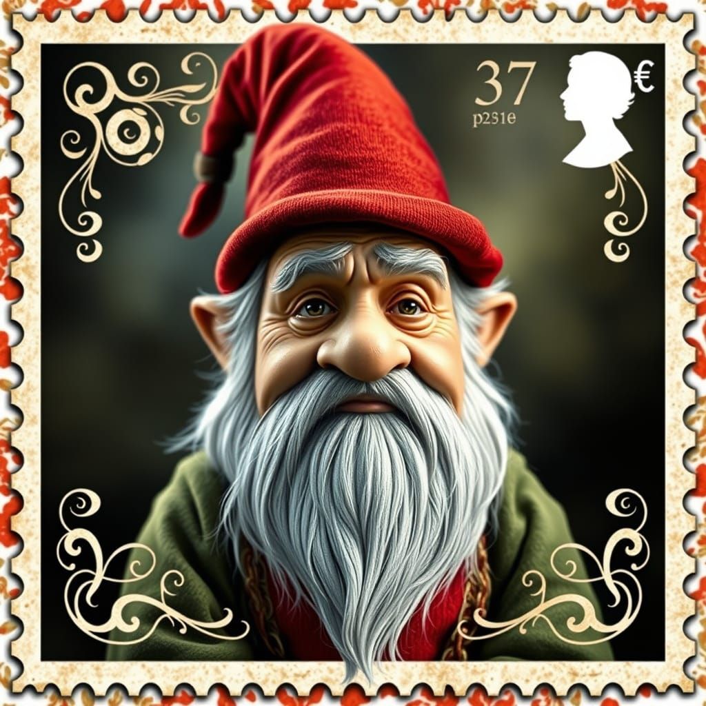 Gnome Postage Stamp in Erwin Olaf Style