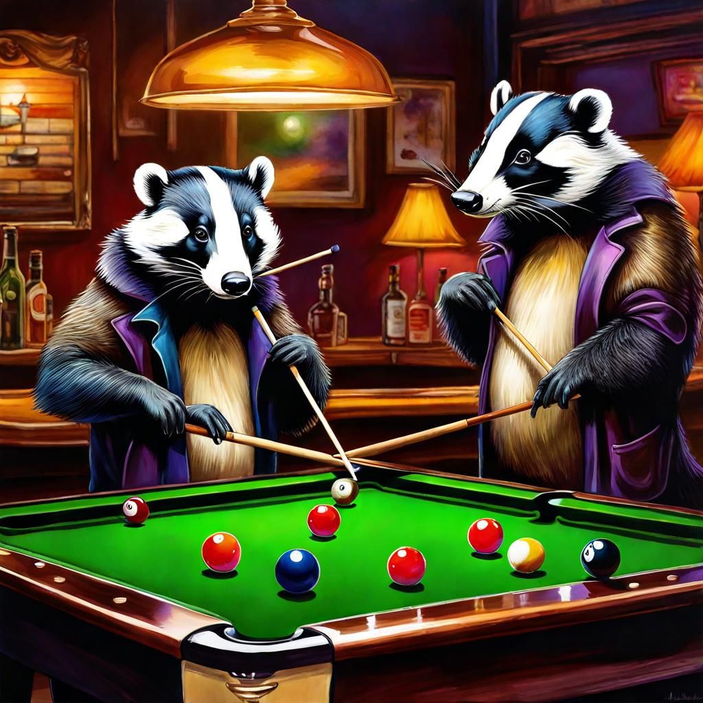 Badgers Playing Pool