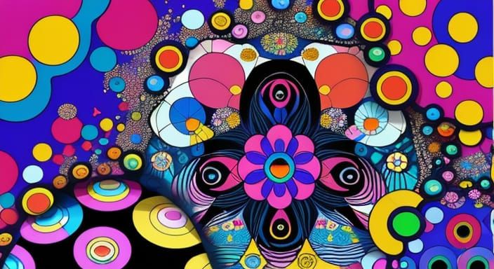 Vibrant Kaleidoscopic Garden in Surrealist Pop Art Style