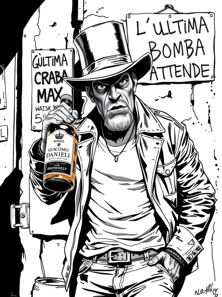 Distressed Man in Top Hat: Black and White OSR Art