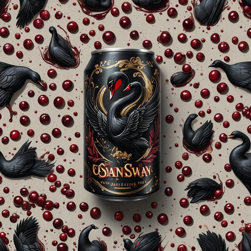 Black Swan Cranberry Beer Can Logo, Detailed Matte Painting
