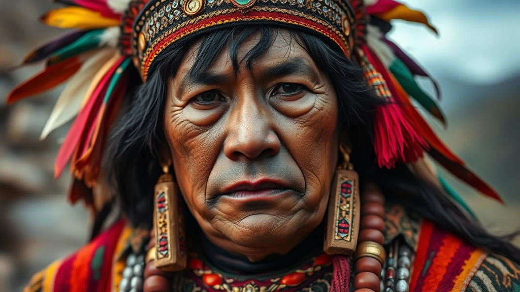 Inca Priest in Traditional Dress, Nitrate Photography