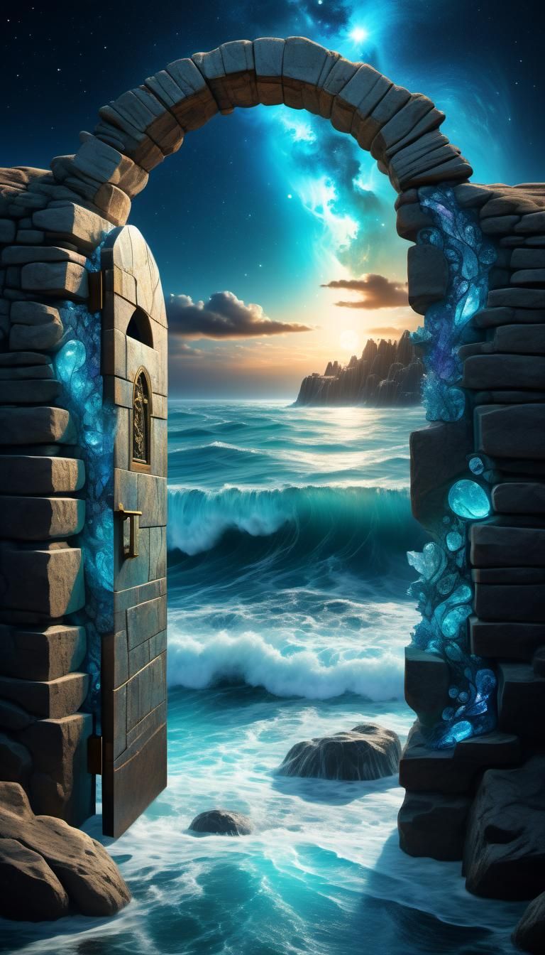 Ocean Portal: Bioluminescent Astral Crystalline Structures
