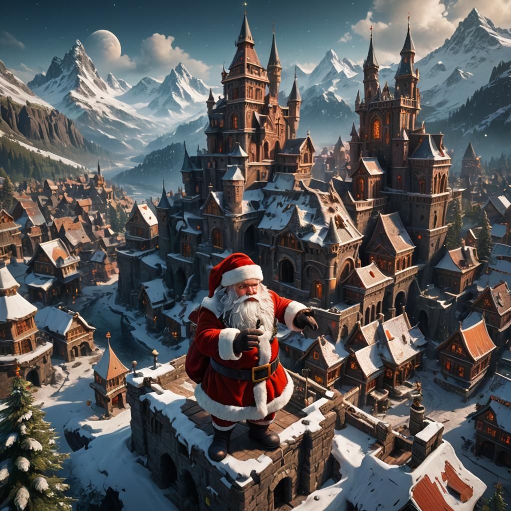 Detailed Matte Painting of Santa Claus