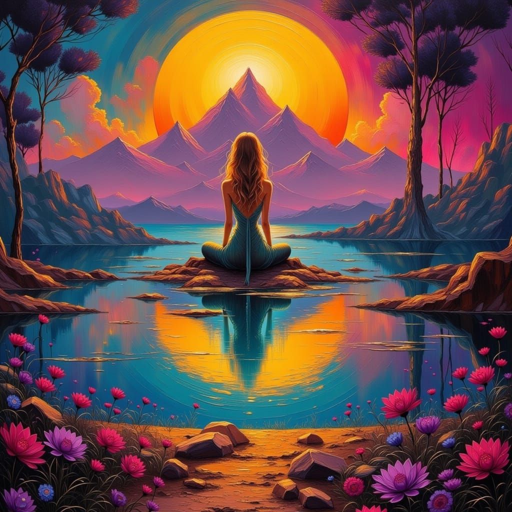 Dreamy Xanadu Landscape as Impasto Painting