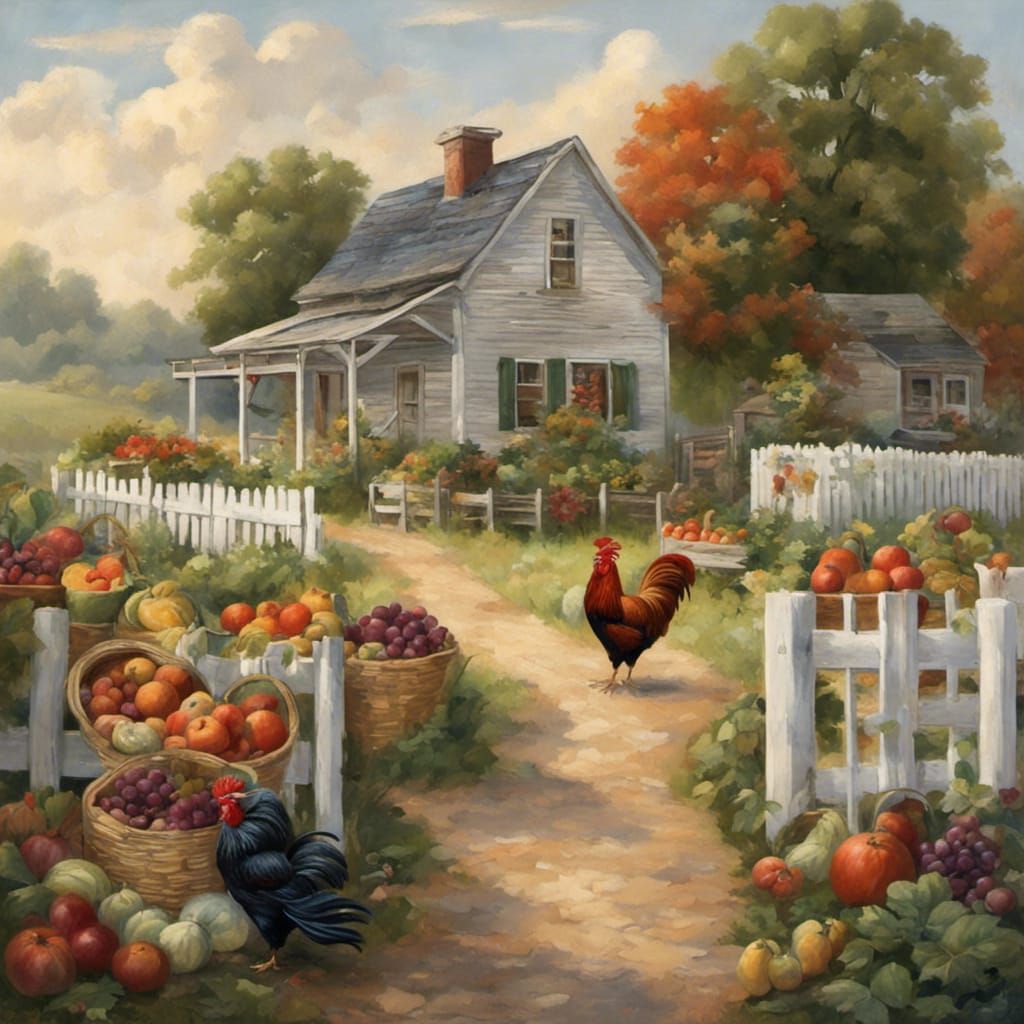 Charming Farmer's Market in Thomas Kincaid Style