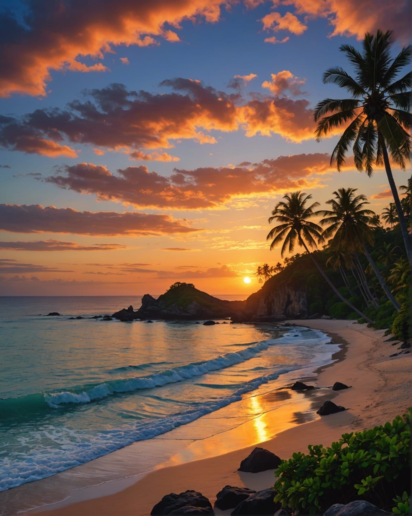 Tropical Beach Sunset in Photorealistic 8K