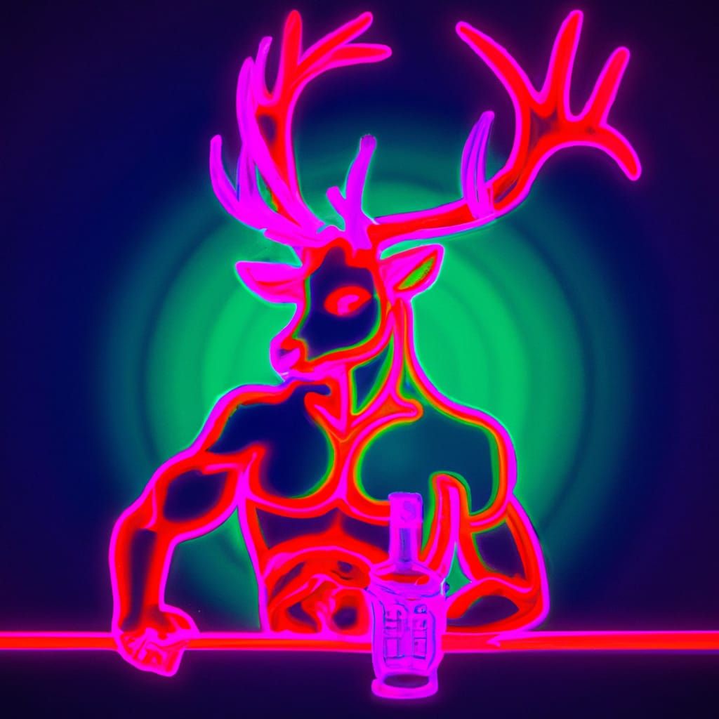 Anthropomorphic Deer Man in Neon Pop Art