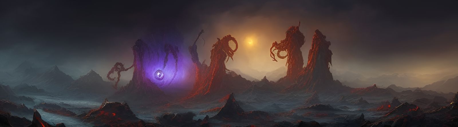 Dark Cosmic Landscape Ruined by Elder God