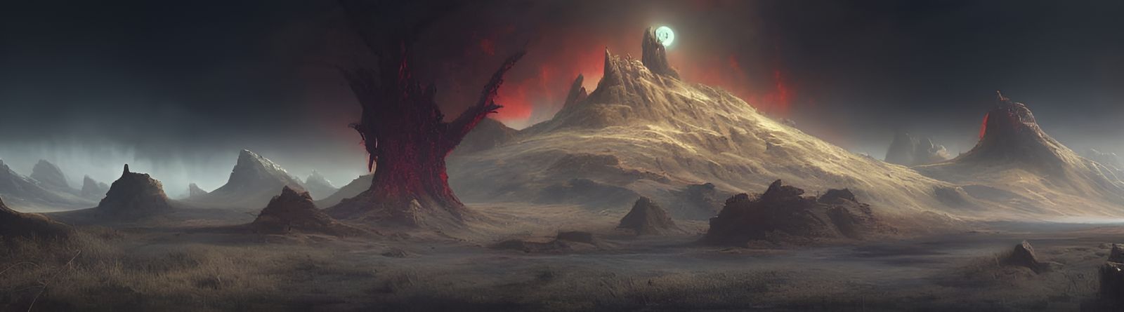Dark Cosmic Landscape Ruined by Elder God