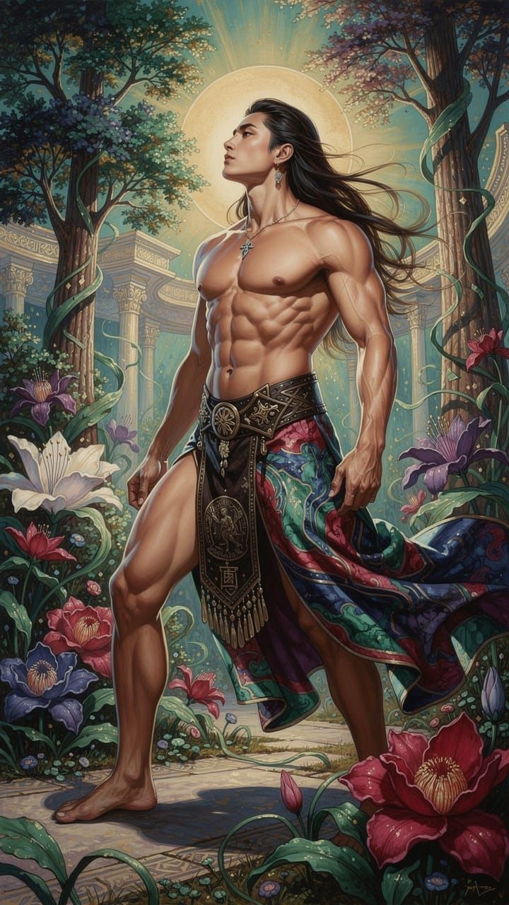 Barefoot Prince in Lush Garden, Alcohol Ink Style