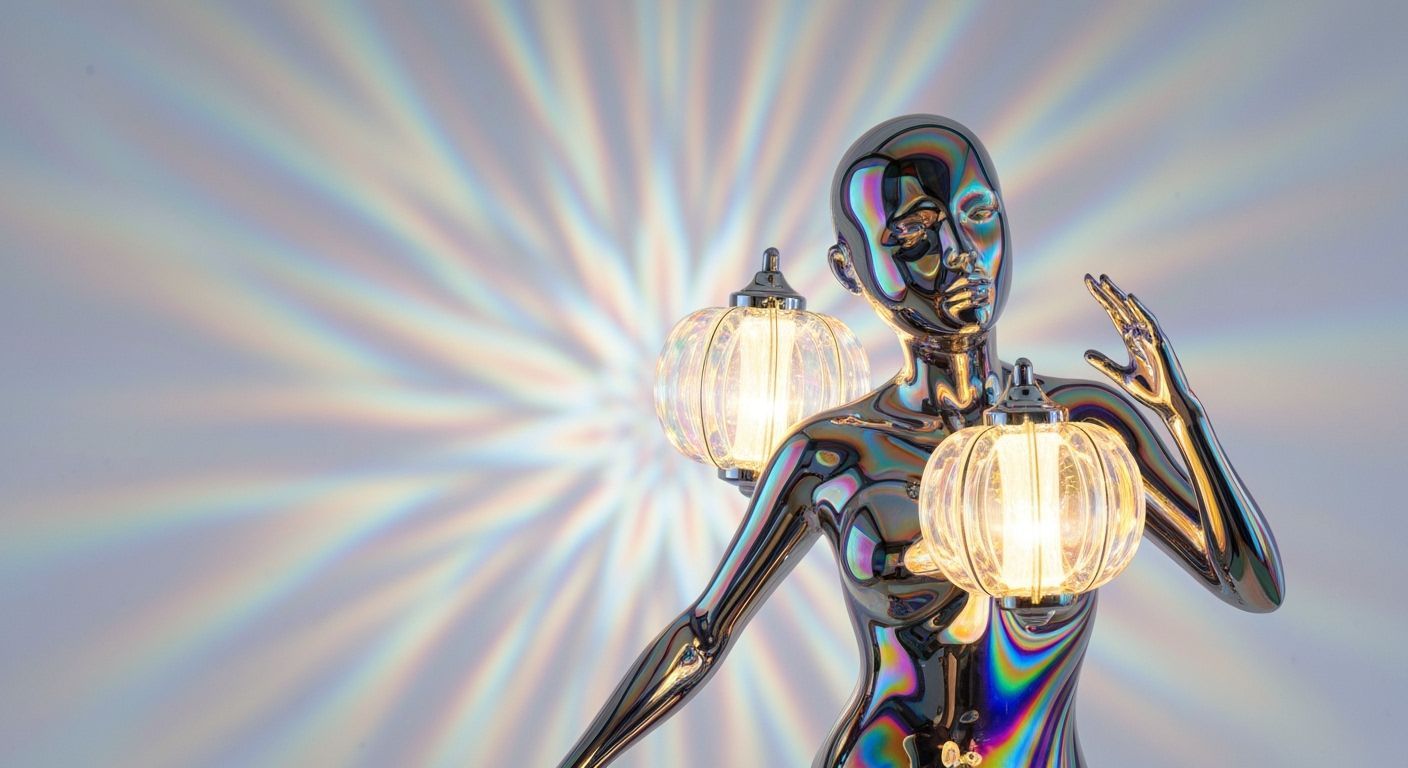 Iridescent Glass Sculpture of Transformation