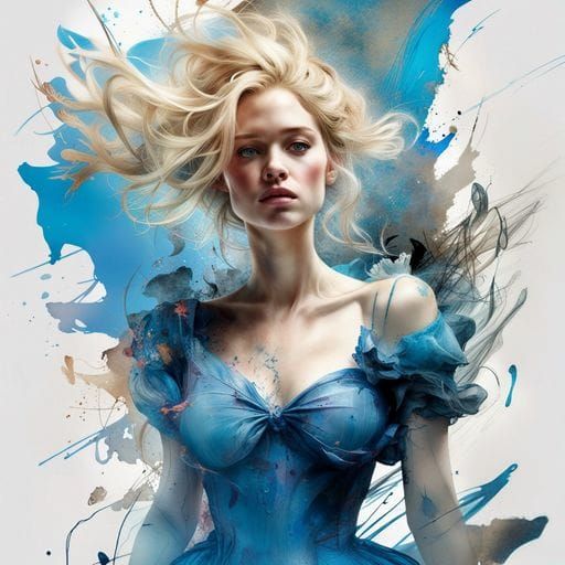 Cinderella in Inkblot Art Style