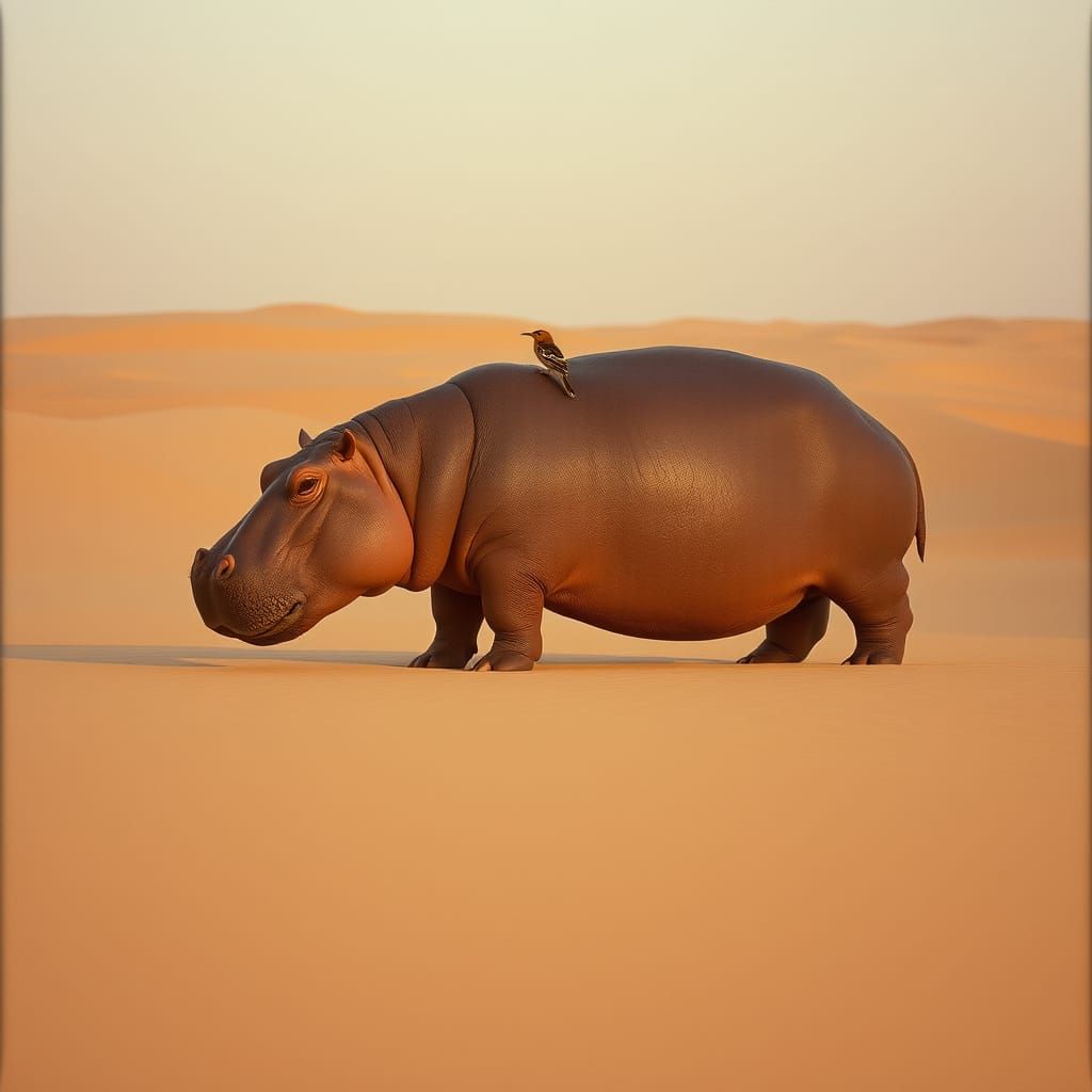 Hippo and Oxpecker Fine Art Photography