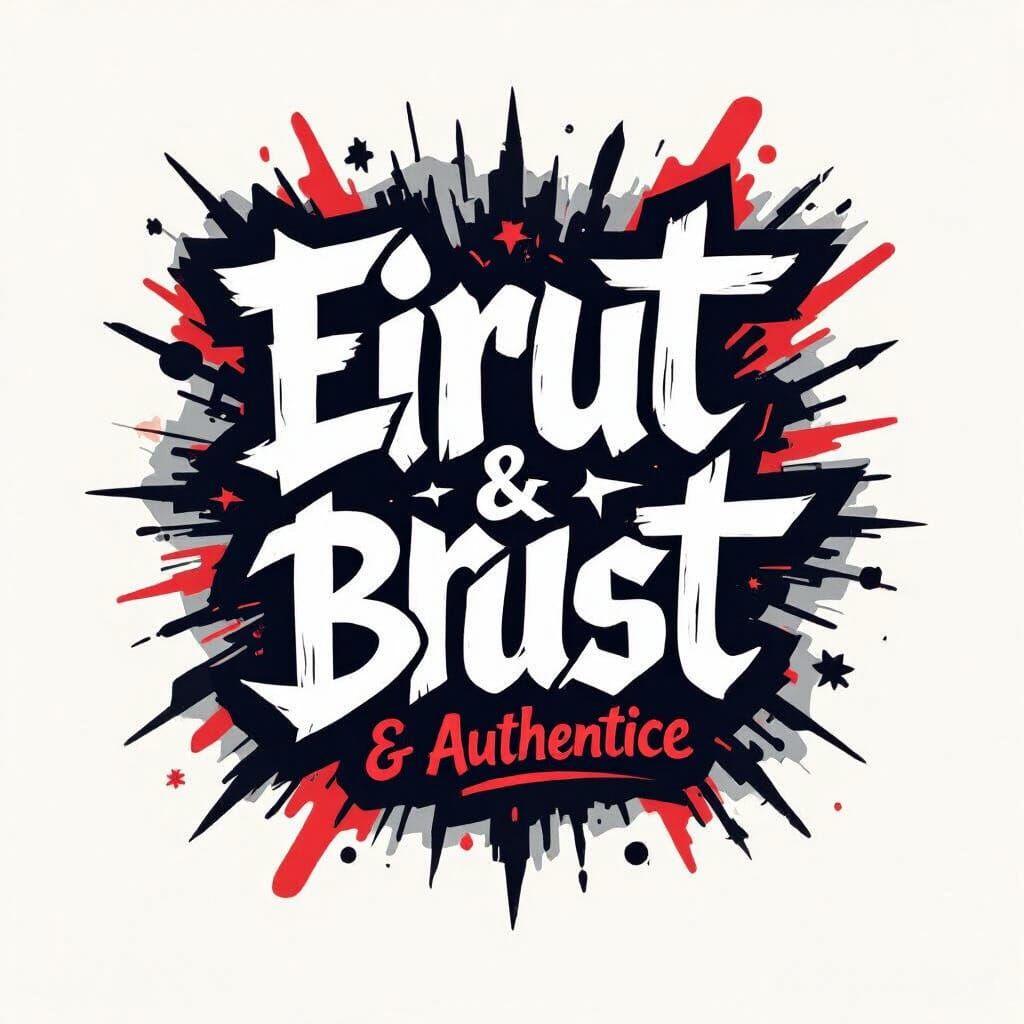 Bold Red, Black, White Logo Design with Graffiti Elements