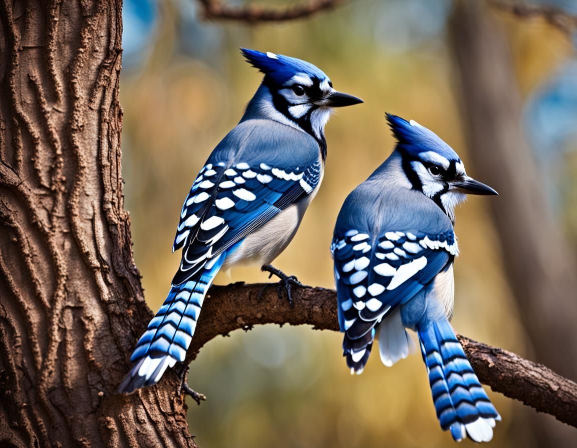 Blue Jays in a Park Tree