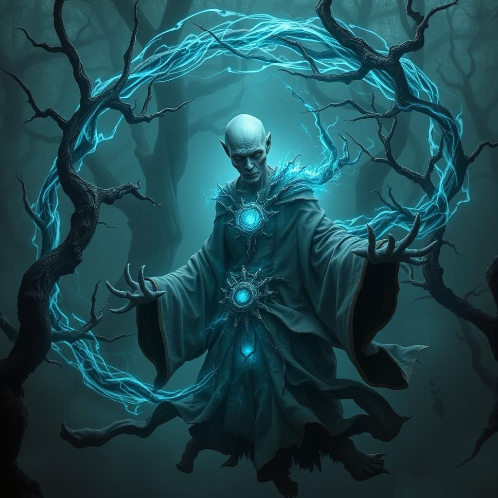 Eerie Forest Deity in Dark Surrealist Style