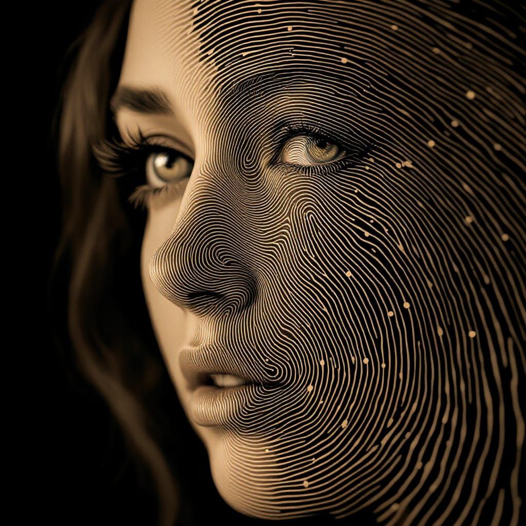 Unique Fractal Face with Fingerprint Patterns