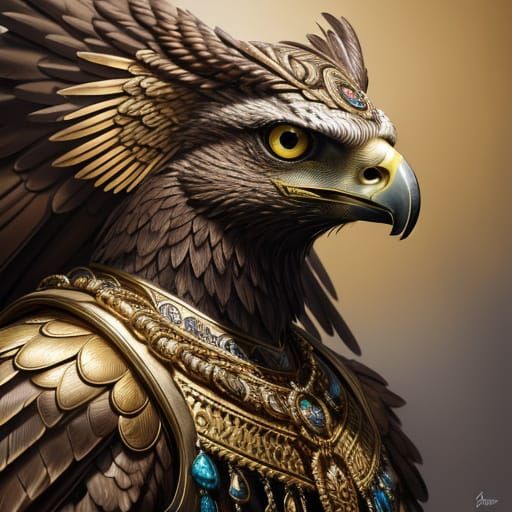 Hawk-Headed Goddess in Bronze and Gold