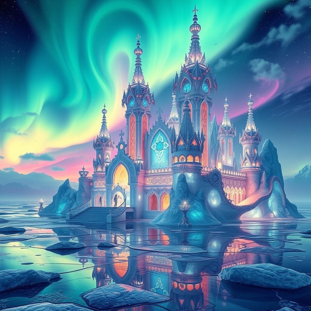 Surreal Crystal Castle in Art Nouveau Style Shines in Radian...