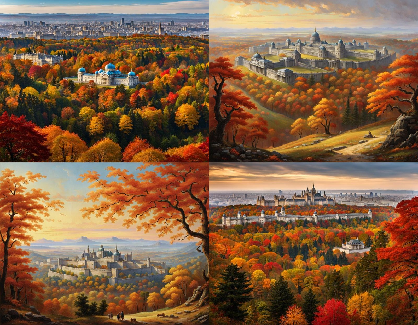 Sweeping Vista of Fantasy City in Autumn
