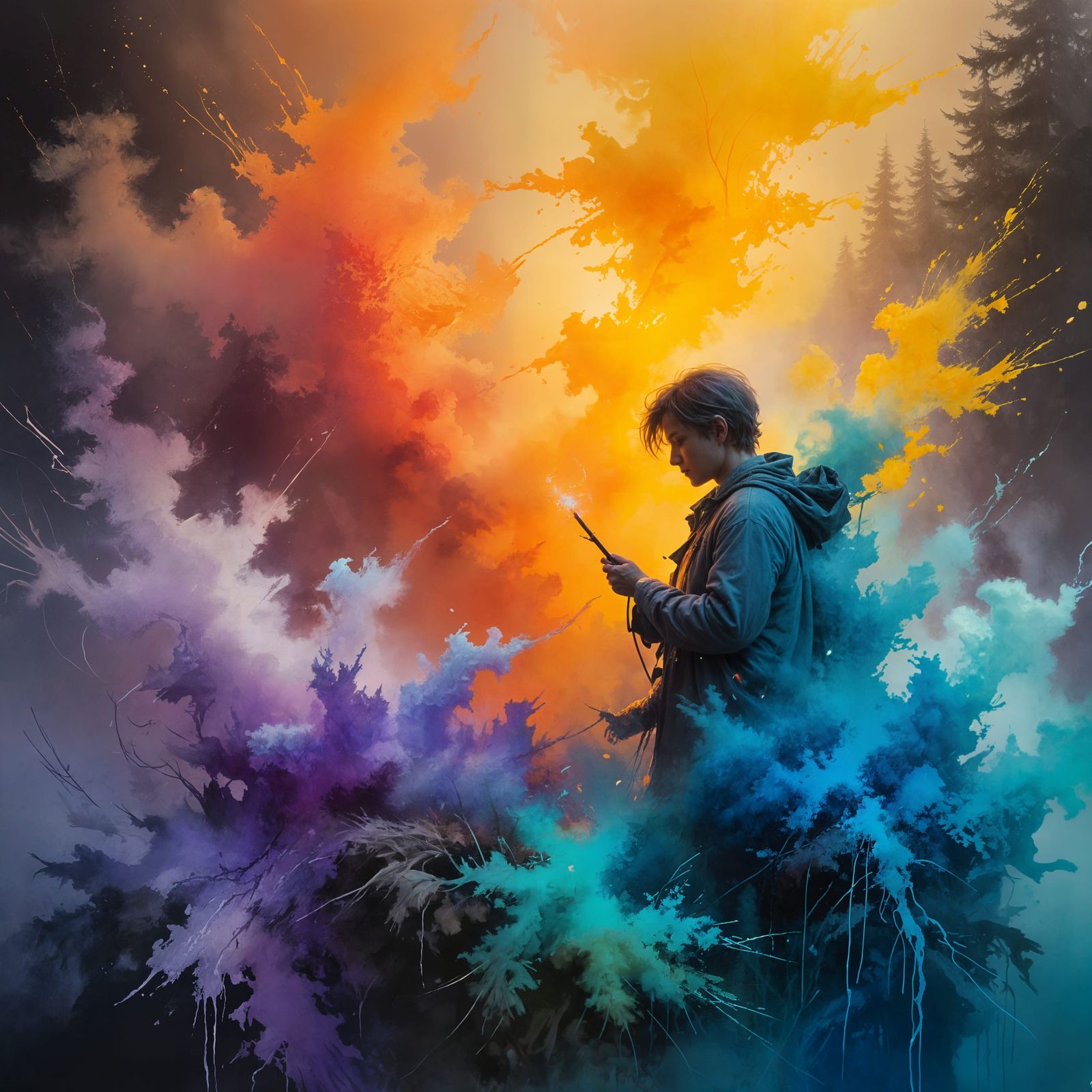 Ethereal Colored Misty Scenes in Whimsical Style