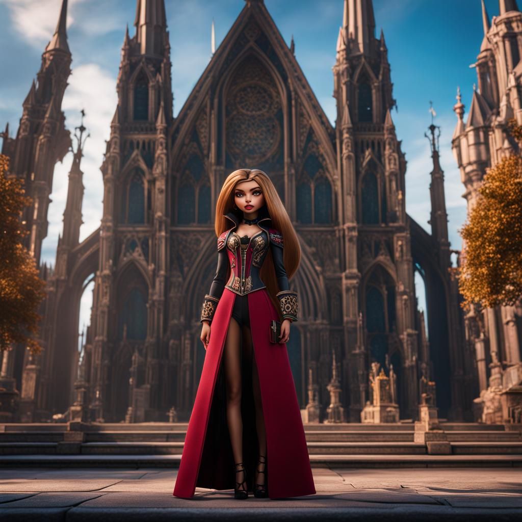 Human Bratz Doll Cathedral, Detailed Matte Painting