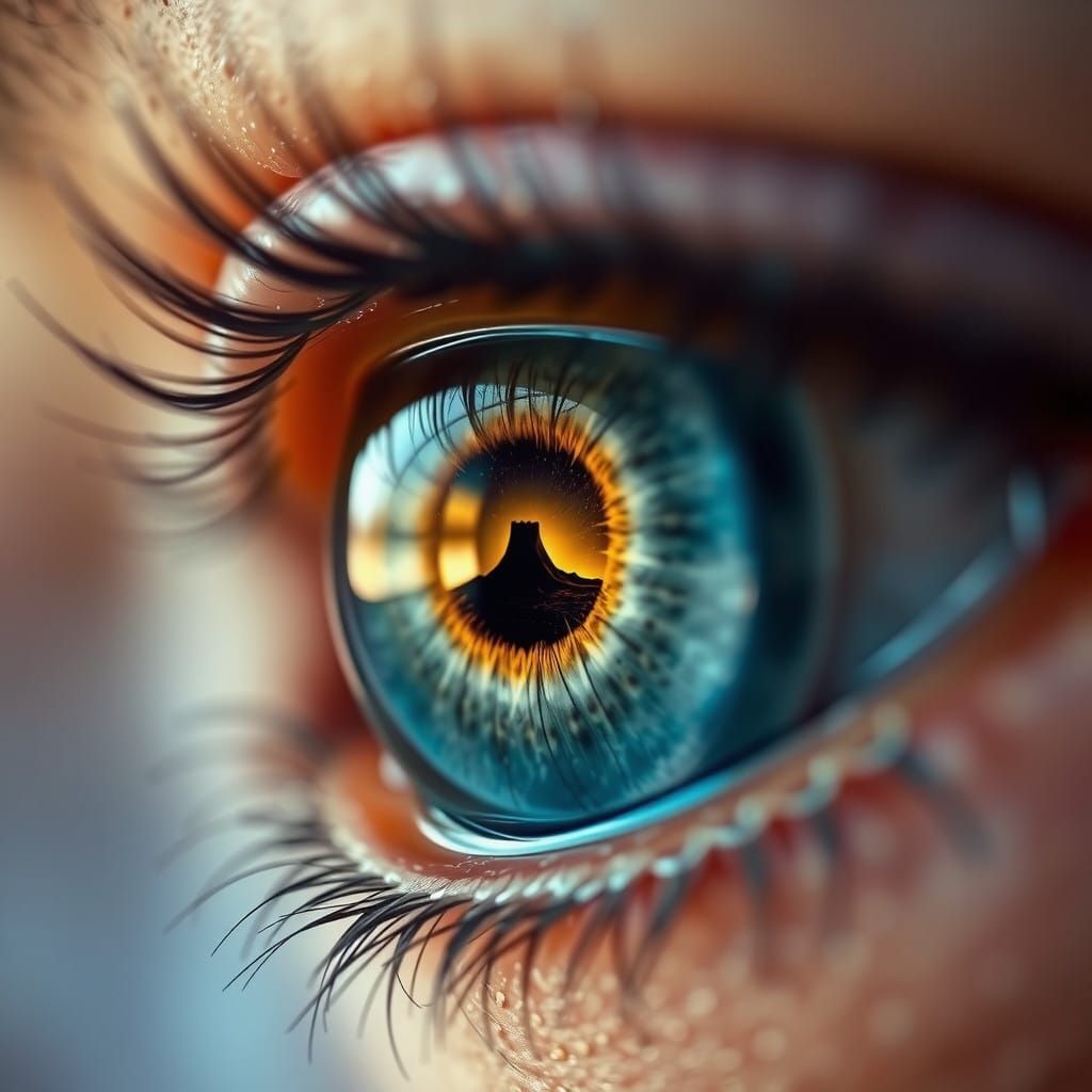 Surreal Eye Portal Unveils Fiery Volcanic Landscape