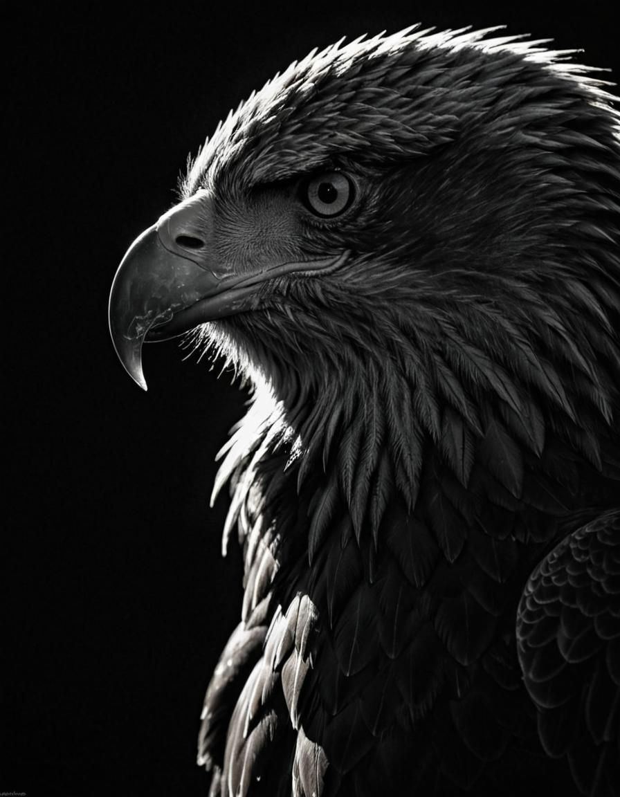 Eagle Silhouette in Black and White Chiaroscuro