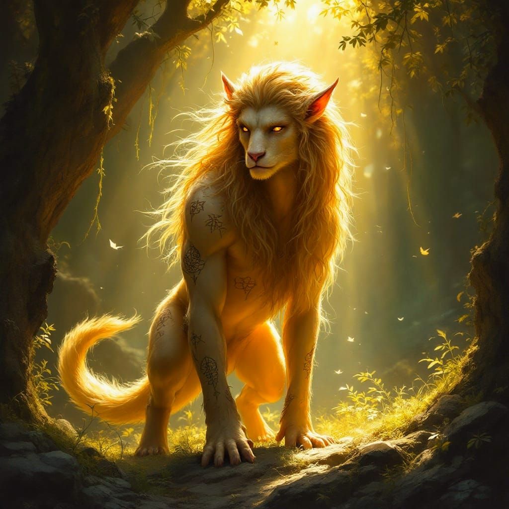 Magnificent Golden Faun in Whimsical Woodland