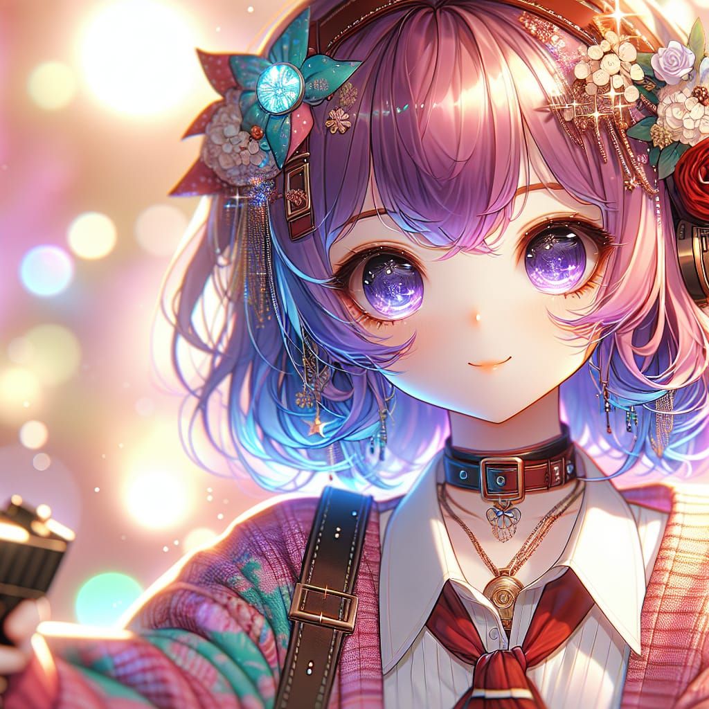 Cute Expression in Manga Style: Hyper-Photorealistic Digital...