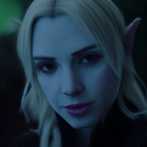 Ethereal Ice Queen in a Haunting, High-Contrast Cave