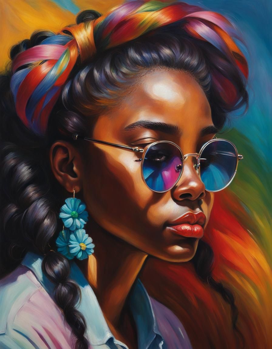 Young Woman with Glasses in Impressionistic Style